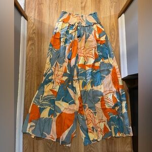 Floral wide leg pants